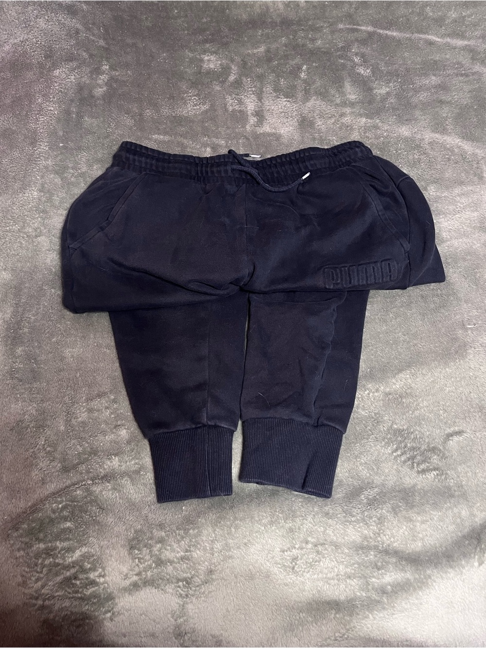 Puma Black Jogger Sweatpants with Ribbed Cuffs